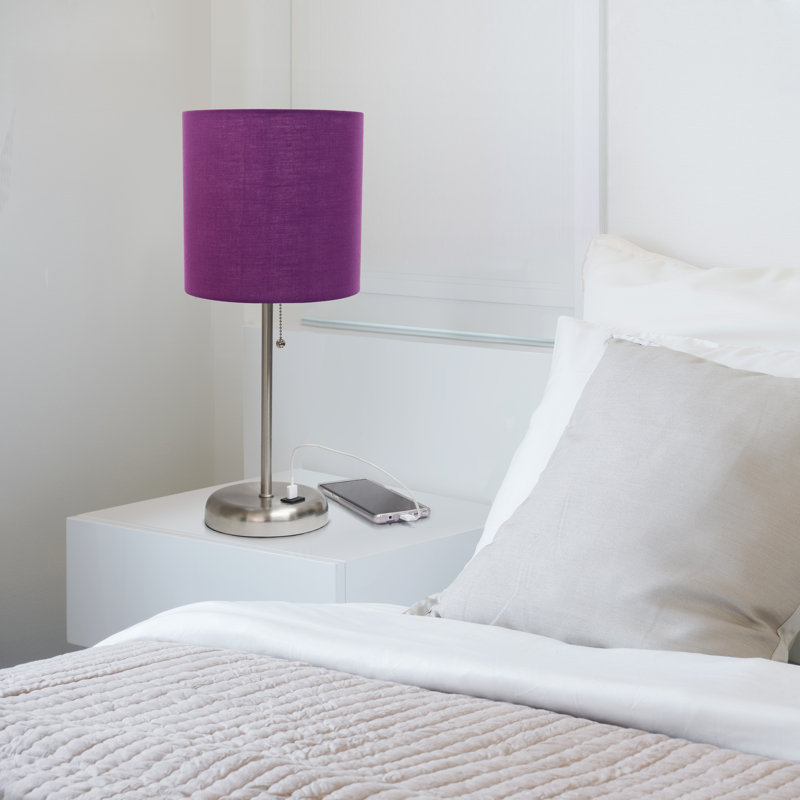 Delp Metal USB Table Lamp, Yes, Purple, Silver