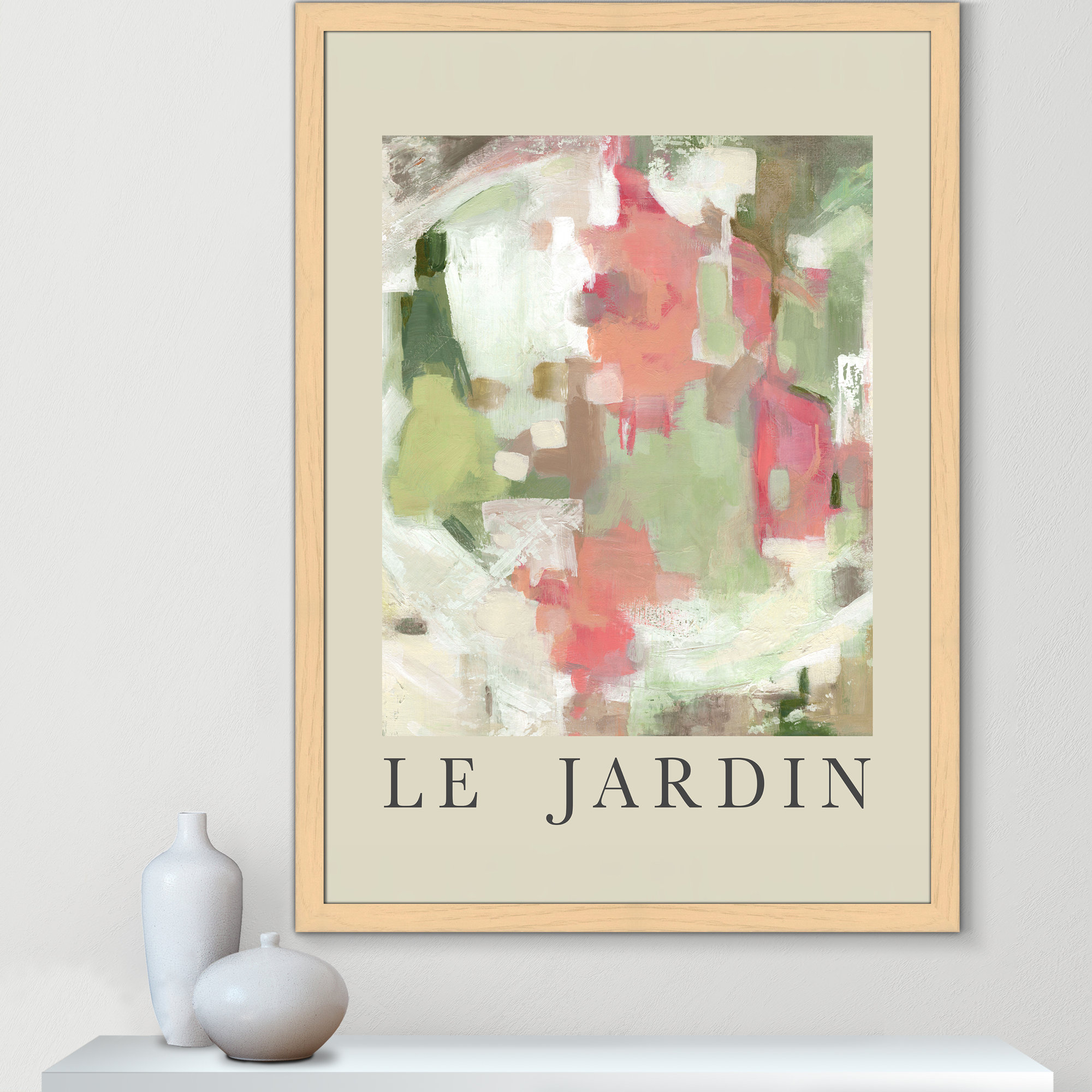 Botanical Poster Collection " Le Jardin " by Carol Robinson, Natural Single Picture Frame, 49" H x 35" W x 1.25" D, No