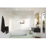 Aurora 30 in. x 58.25 in. Frameless Fluted Radius Single Fixed Bath Panel