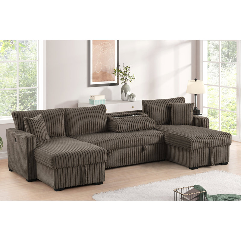 Canapé modulaire à double rangement, Tissu moka