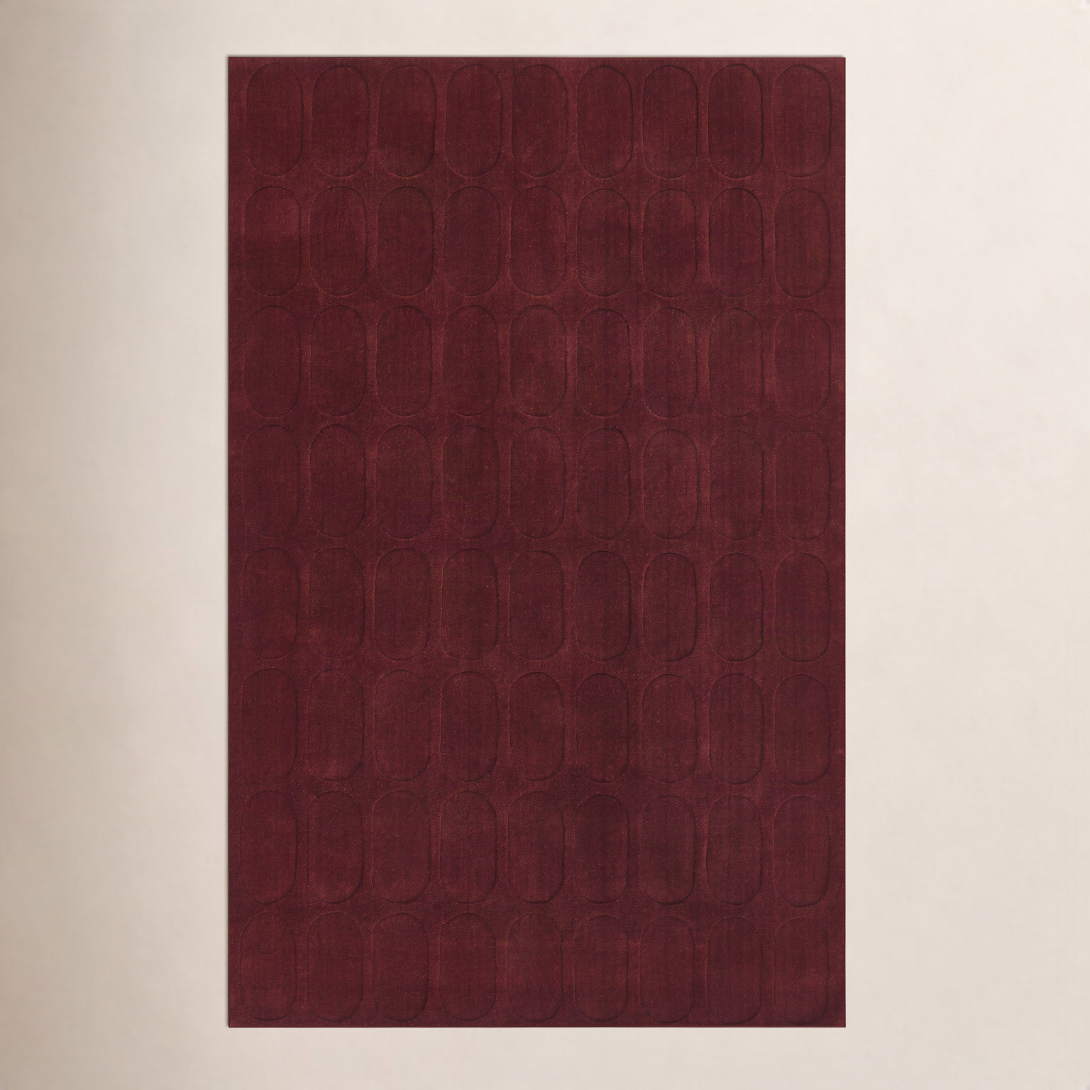 Mazzi Burgundy Hand-Loomed Geometric Wool Rug, Rectangle 7'10" x 10'