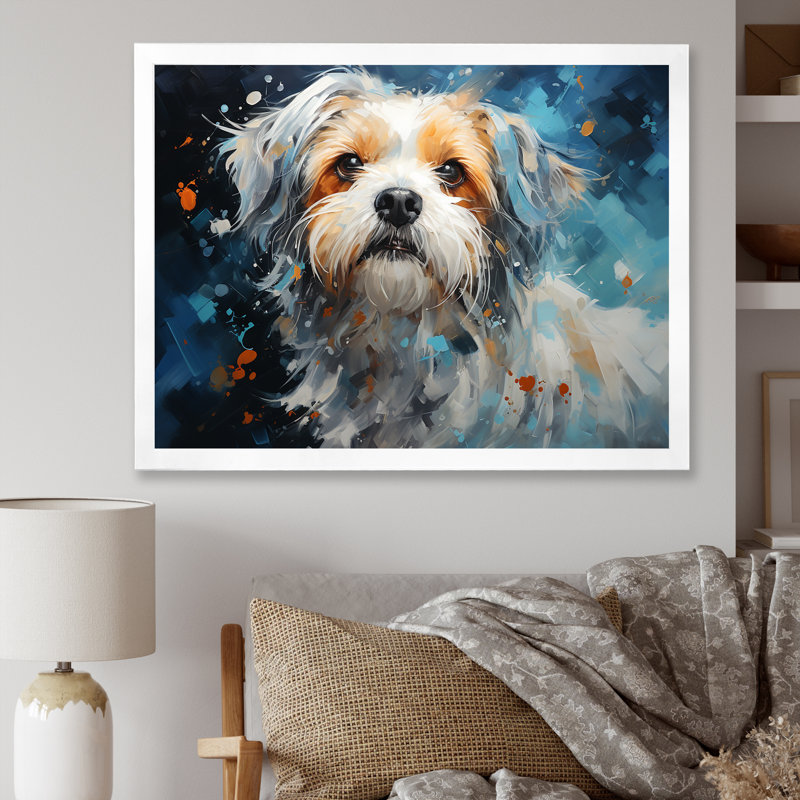 «Blue Shih Tzu Serenity» sur impression sur toile, Cadre de coin blanc fermé, H 24 po x l 32 po x P 1 po