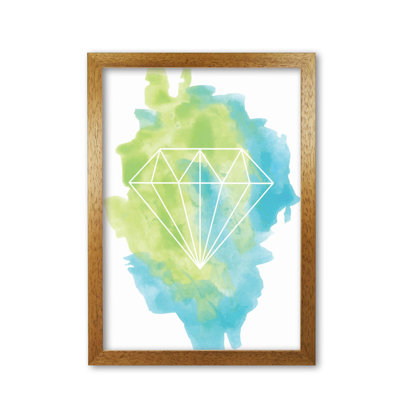 Geo Diamond - Print, Honey Oak Frame, 42 cm H x 30 cm W x 5 cm D