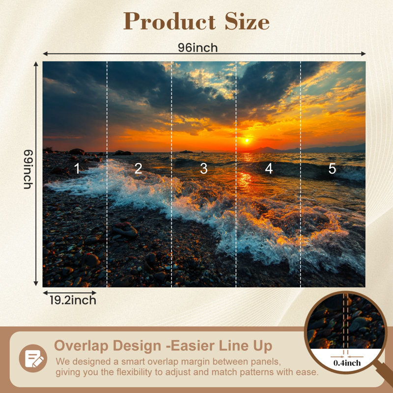 Papier peint auto-adhésif Sunset Beach Sunset, L 96 po x l 69 po