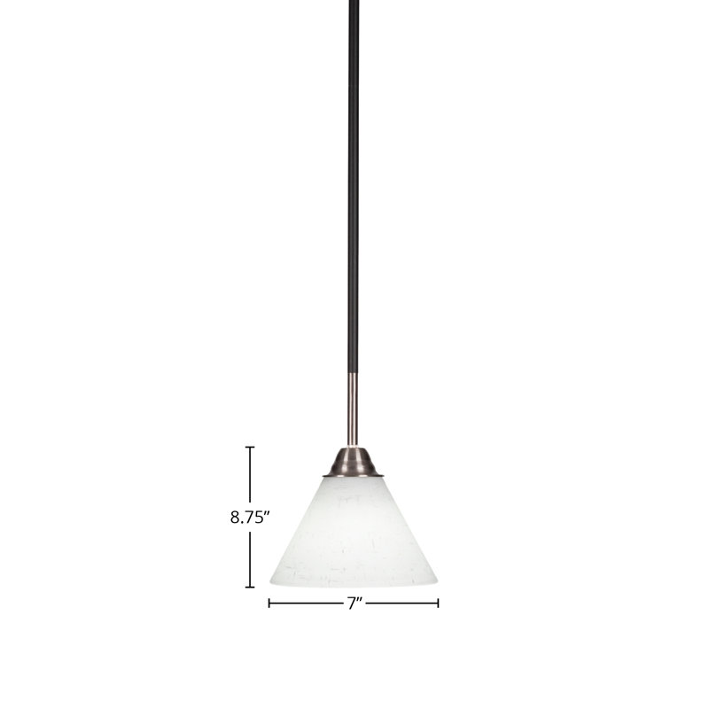Luminaire suspendu Bayaud Paramount, fini noir mat et nickel brossé avec verre de 7 po, H 8,75 po x l 7 po x P 7 po