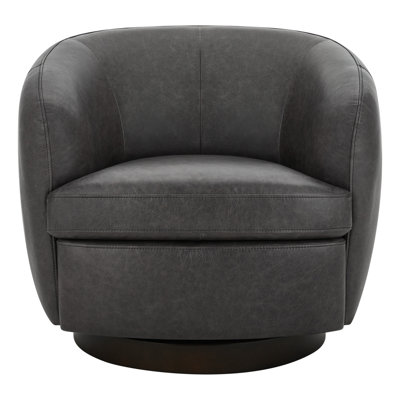 Fauteuil demi-tonneau en cuir Marcy Geniue