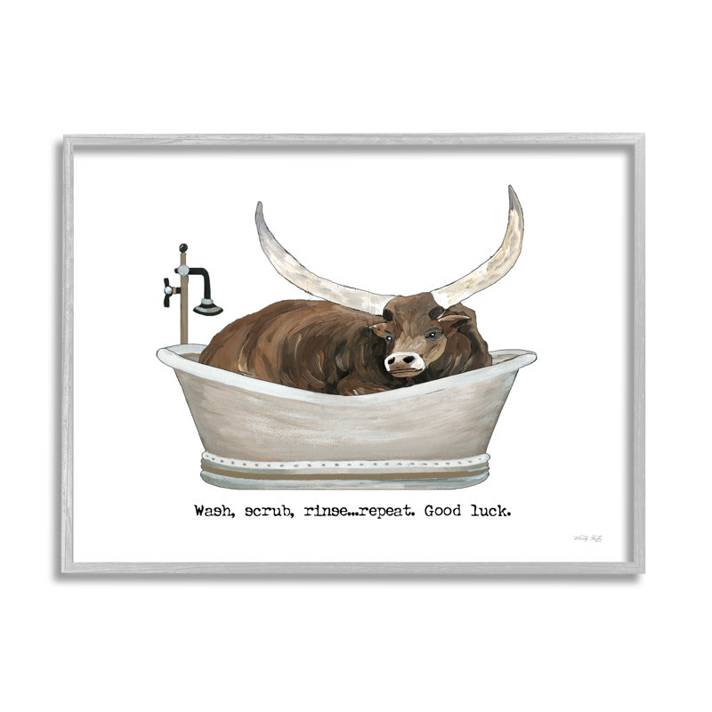 Impression sur toile, "Longhorn", H 11 po x l 14 po x P 1,5 po, Estampe numérique Farmhouse