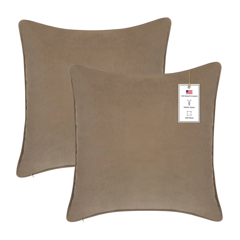 A1HC Luxurious Fine Soft Velvet Throw Pillow Cover, 20" x 20", Tan