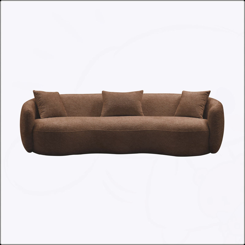 Canapé de salon moderne Mid-Century courbé, canapé en tissu Boucle pour le confort et le style dans les chambres, les bureaux et les appartements
