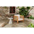Acacia Wood Outdoor Club Chair With Wicker Armrest And Beige Cushions, 400 Lbs Capacity, Ideal For Patio And Deck