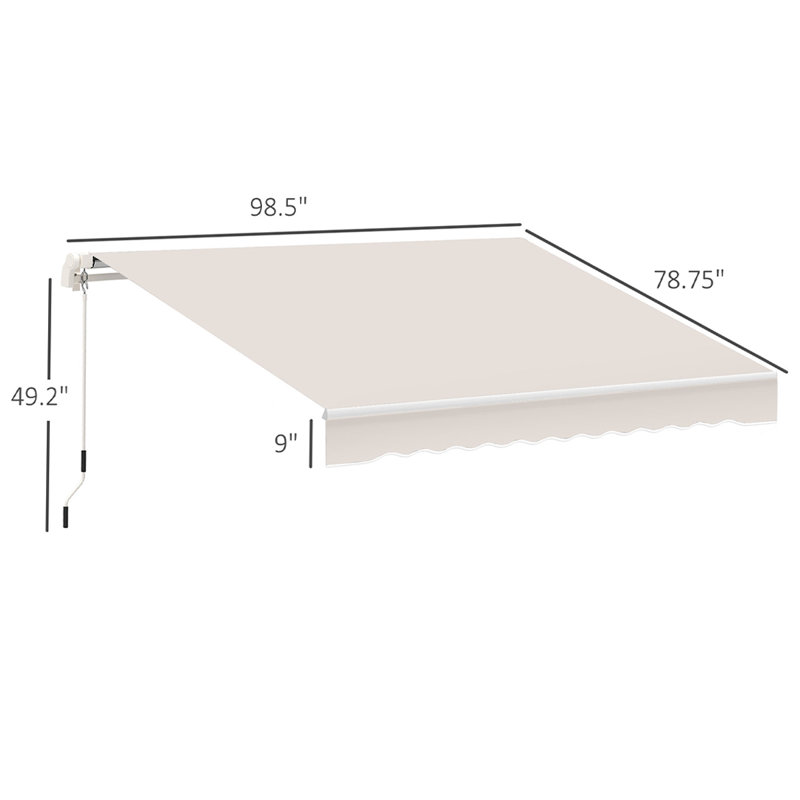 Manual Retractable Awning For Patio And Windows - Sturdy Aluminum Frame, Heat Reduction, Water-Resistant Fabric, Beige