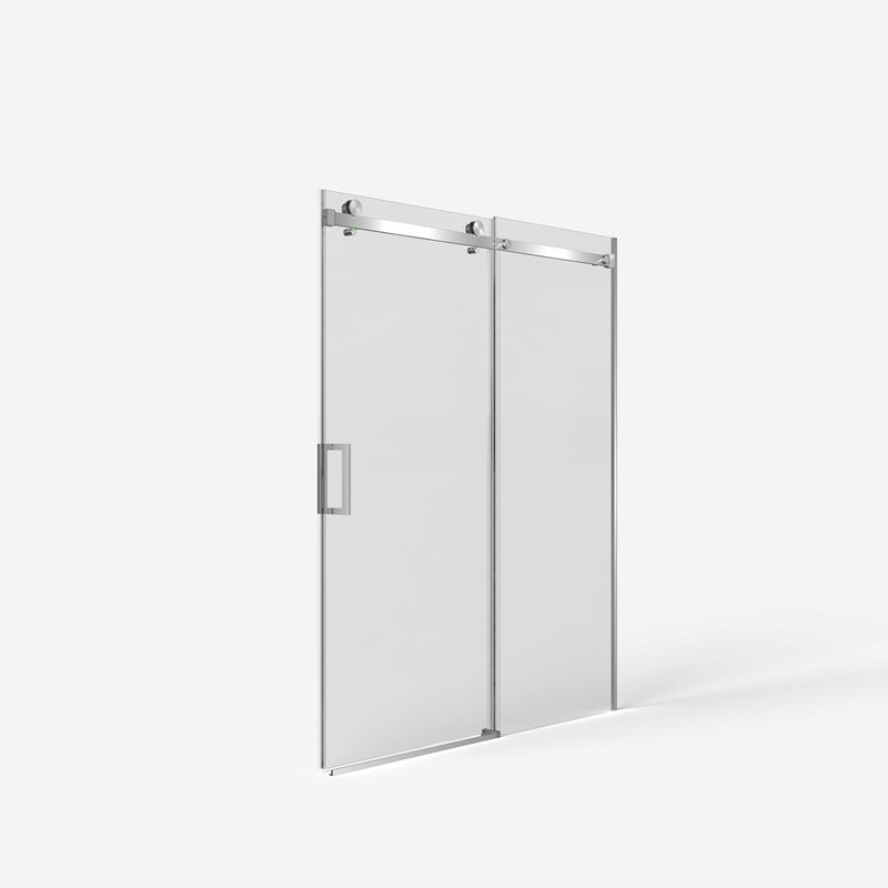 56-60"W X 72"H Frameless Sliding Shower Door,5/16" (8Mm) Thick SGCC Tempered Clear Glass,Double Side Easy Clean Coat, Brushed Nickel Finished With Buffer