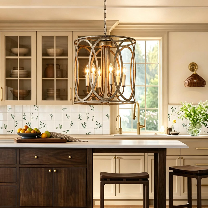 4-  Light Dimmable Drum Chandelier