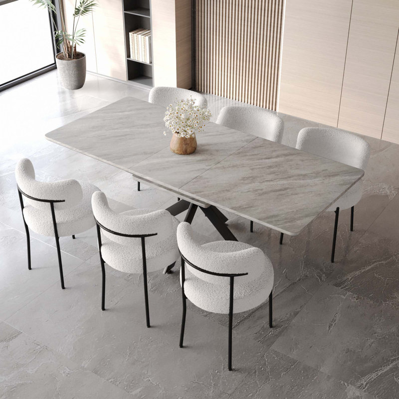 Ensemble de table de salle à manger 62,4 "à rallonge 78,15" pour 4 à 8 personnes, 7, Gris