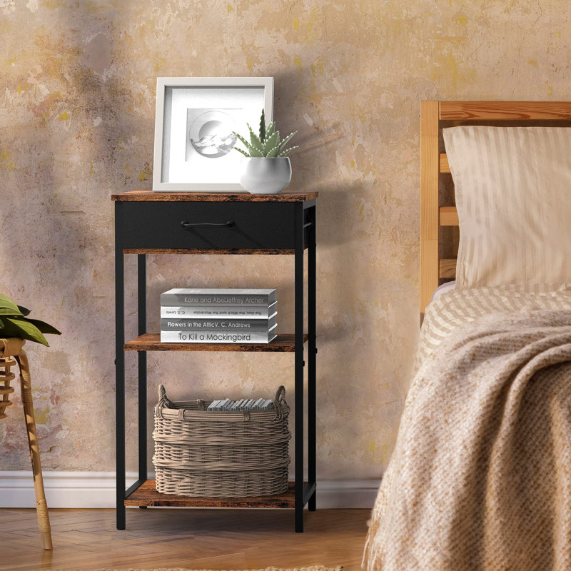 Industrial Printer Stand Rack 3 Tier Printer Table With Storage Printer Shelf With File Drawer Sofa Side Tables Nightstand For Bedroom Machine Stand Holder For Office And Home, Brown