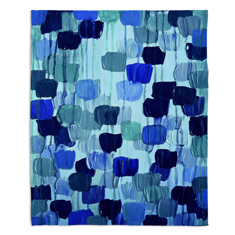 Couverture de sherpa à fleur doux blue brush, l 51 po x L 60 po