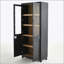 Vitrine en bois de frêne de style Mid-Century 74,5 po avec tablettes réglables et portes en verre, idéale pour les couloirs, le salon, la cuisine et le bureau