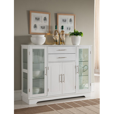 Dufferin 4-Door Kitchen Storage Cabinet Buffet with Glass Doors