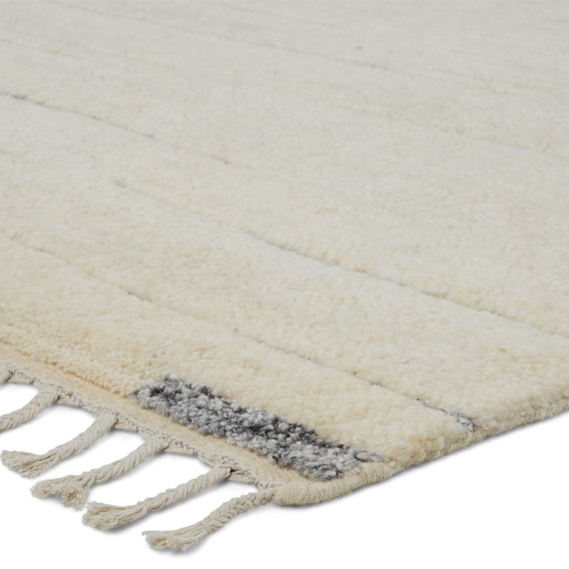 Tapis crème / gris noué à la main Keoka (10 pi x 14 pi), Rectangle 10 pi x 14 pi