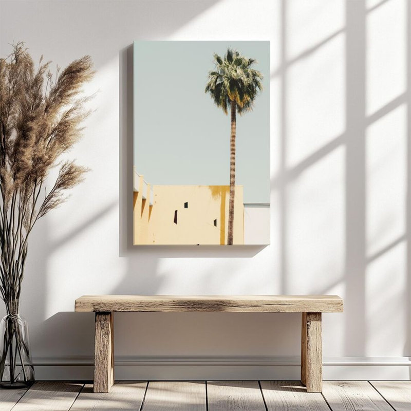 1 pièce, impression sur toile encadrée de palmiers, architecture moderne, décoration murale de style minimaliste, parfaite pour la décoration de chambre salon chambre bureau cuisine salle de bain décor à la maison, cadeau de décoration murale idéal pour la maison, plat 2d