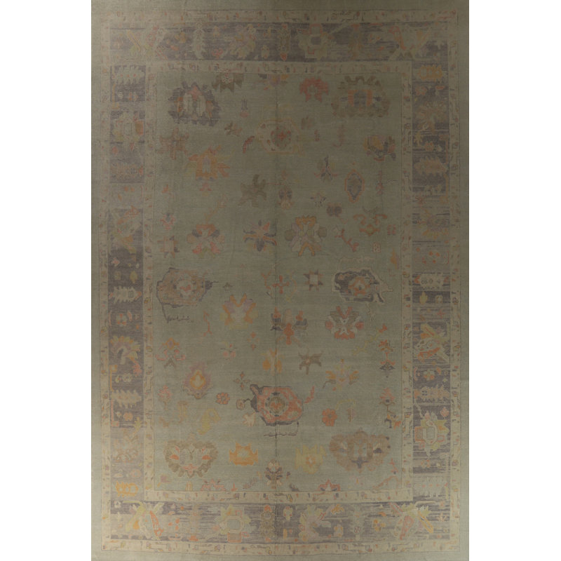 Tapis turc vert Oushak 14 x 20