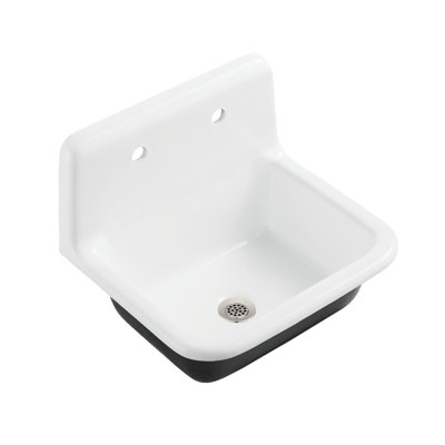 Kingston Brass Petra Galley 22-Inch Cast Iron Single Bowl Wall Mount Utility Sink With Drain