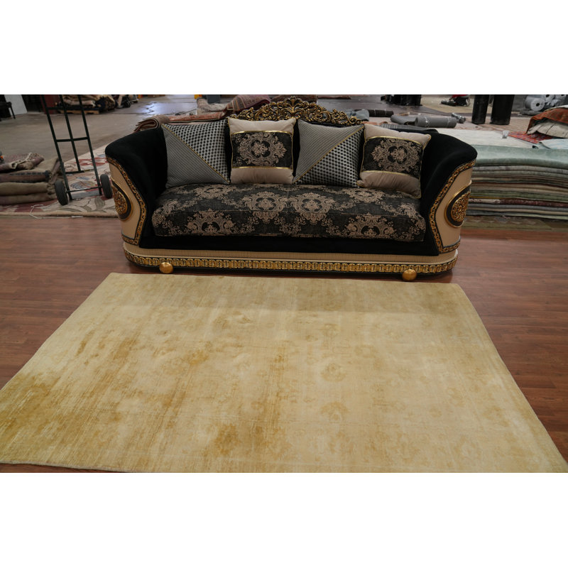 Tapis transitionnel doré fait à la main Oushak 5 x 8