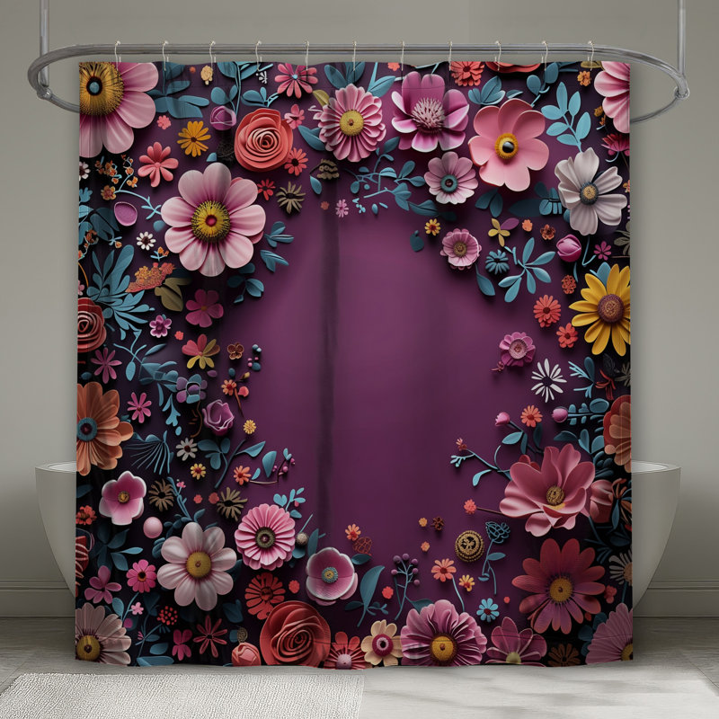 Rideau de douche floral - Bohème, 70 po L x 84 po H