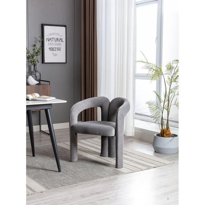 Ensemble de 2 chaises d'appoint 25,2 pouces revêtues de velours, Gris