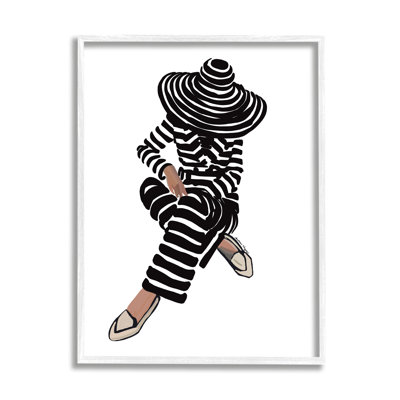 " Stripes Pattern Woman Sitting Fashion Portrait " by Amelia Noyes