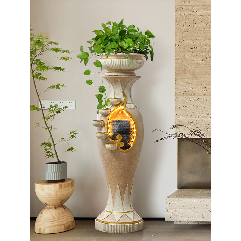 Fontaine d'eau en résine Minimalist Light Luxury, H 51,18 po x l 14,96 po x P 14,17 po