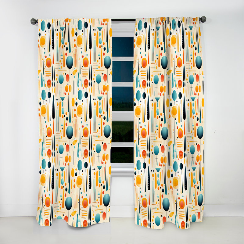 Motif géométrique multicolore Mid Century II - Rideau moderne - Velours obscurcissant - 1 panneau, L 52 po x L 63 po