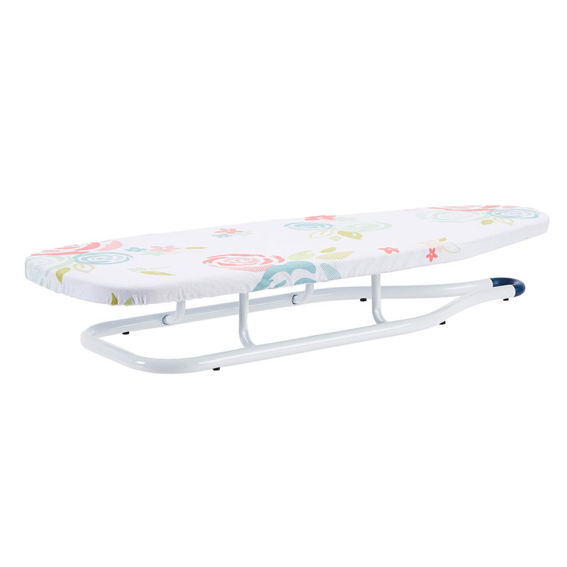 Table de planche à repasser pliante peu encombrante avec pieds antidérapants (blanc / floral)