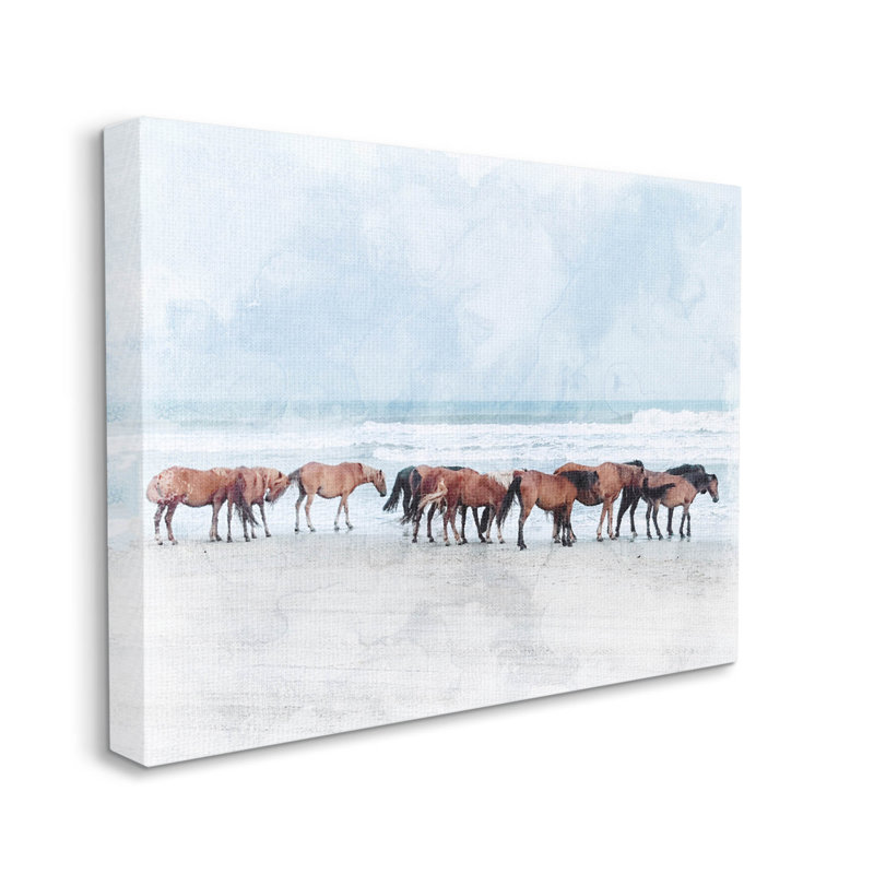 Toile de cheval sur une plage flottante, H 36 po x l 48 po x P 1,5 po, Toile tendue