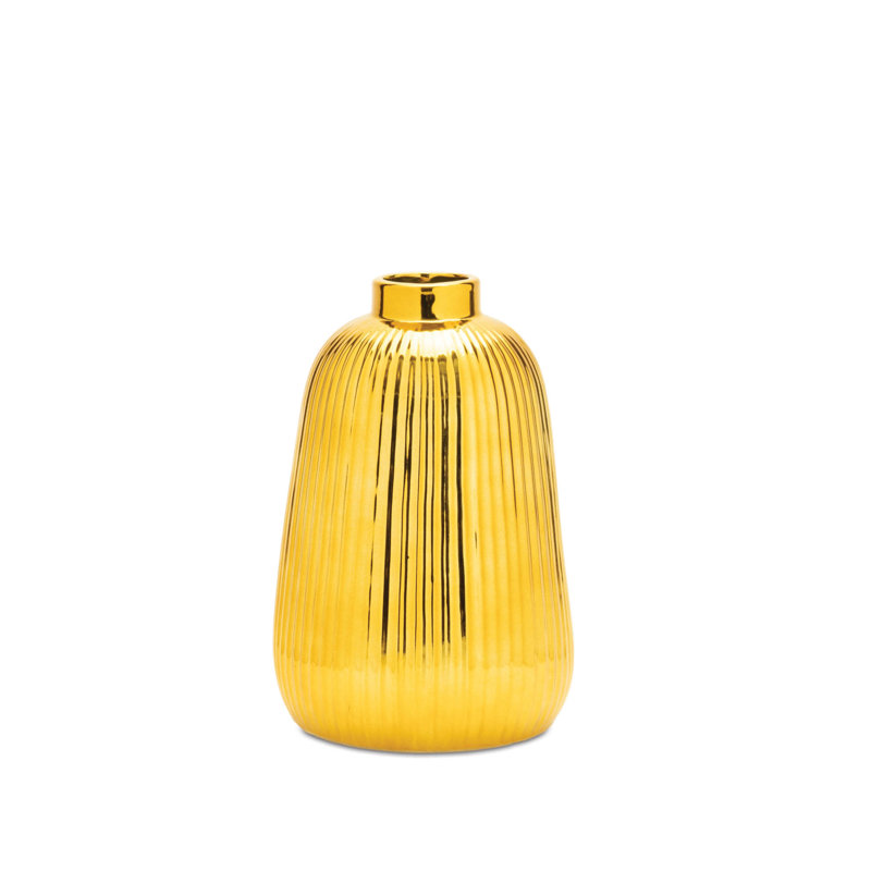 Vase en céramique métallique nervurée