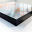 Wall mounted key box, Opens to the right, 30x30x5, Black, Delicate blue and orange forms, 