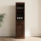 Brown Walnut Colour Modular Wine Cabinet - Display Your And Decor Bar With Storage Stylish For Dining Area