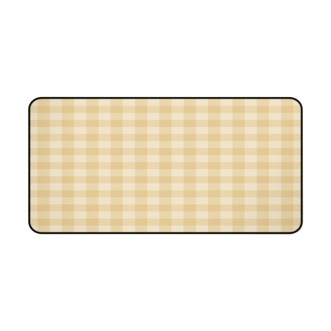 Gingham Plaid Beige Desk Mat