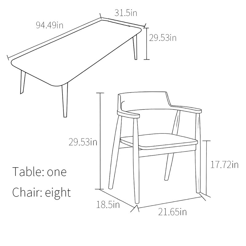 Ensemble de table à thé et de chaises en bois de hêtre