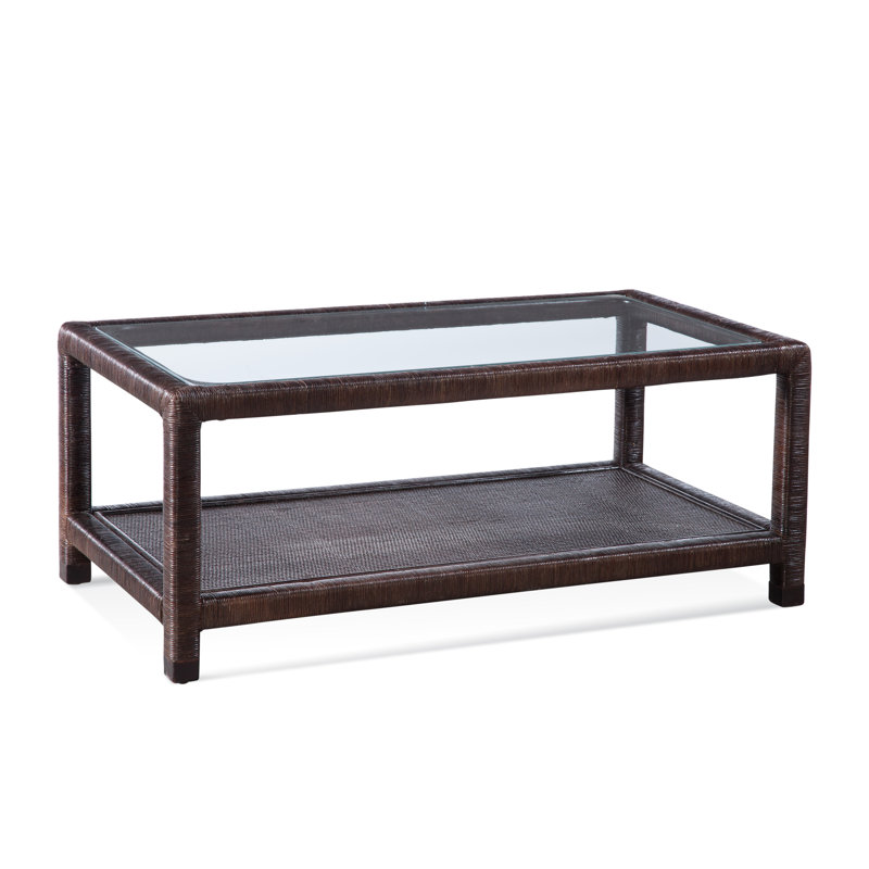 Pine Isle Glass Coffee Table, Aged Barrel