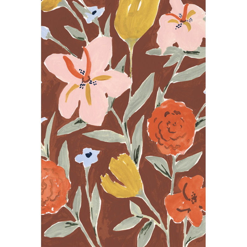 Impression sur toile Ledarrius Warm Floral II par Victoria Borges, H 18 po x l 12 po