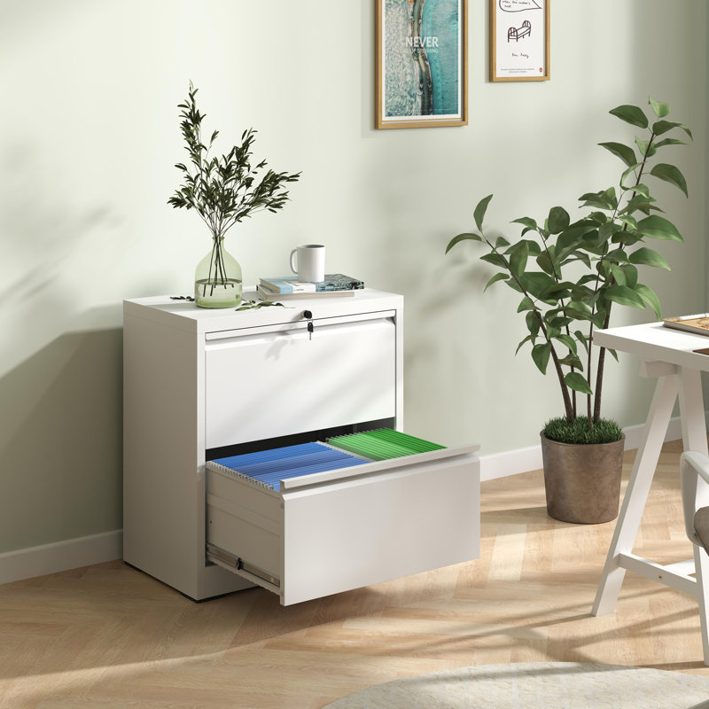 2 Drawer Lateral File Cabinet with Lock - Secure, Spacious Steel Filing Cabinet for Home Office, Letter/Legal/F4/A4 Files