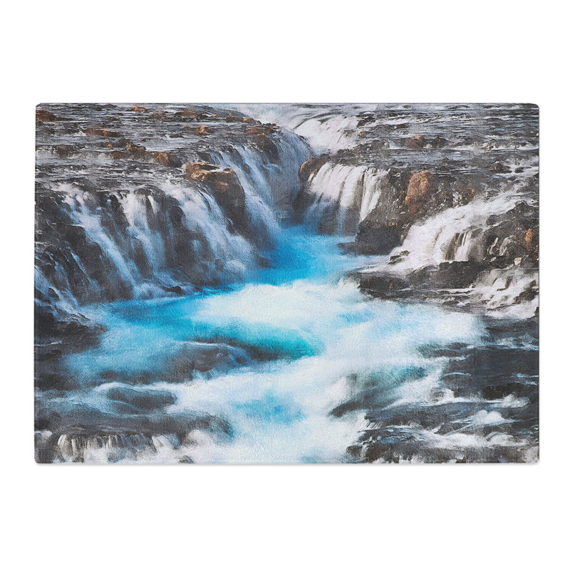 Waterfalls in Iceland Painting Chopping Board, 0.4cm H x 20cm W x 28.5cm L