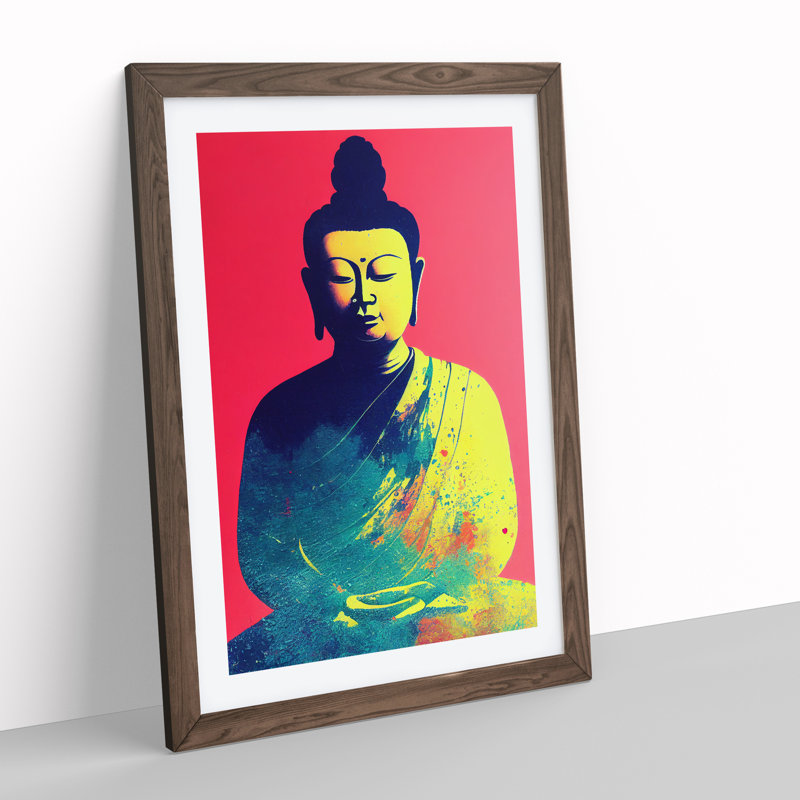 Buddha Splashed No.2 - Single Picture Frame Print, 34cm H x 25cm W x 2cm D, Walnut