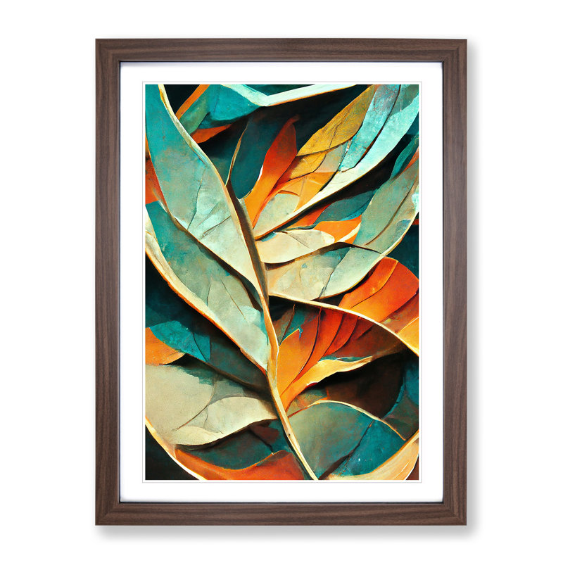 Leaf - Framed Print, 64cm H x 46cm W x 2cm D, Walnut