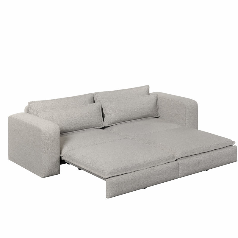 Canapé-lit convertible très grand 93 po 3 en 1 avec méridienne et 2 coussins lombaires, gris clair, Gris clair