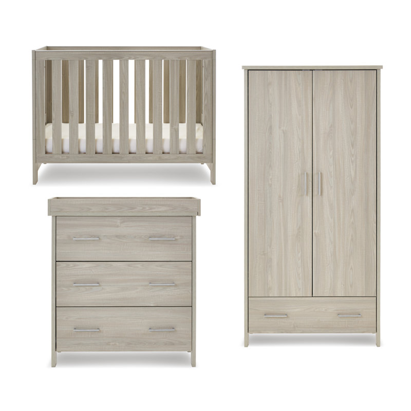 Nika Mini 3 Piece Nursery Furniture Set, Grey