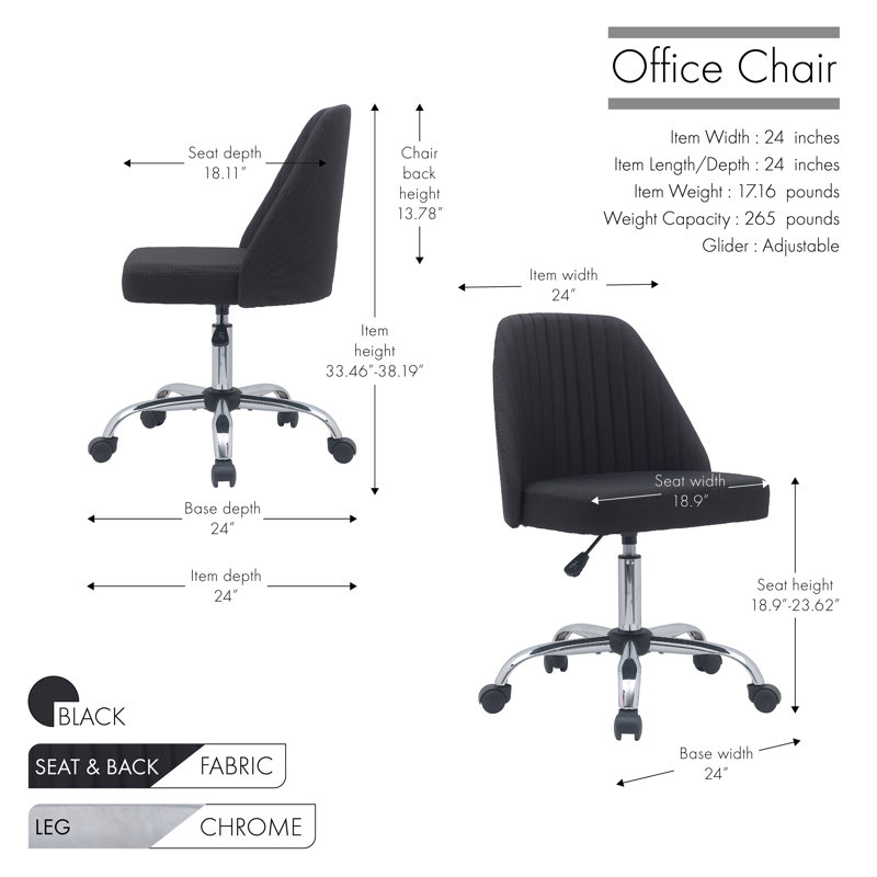 Chaise de bureau Beppe, Noir