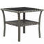Table d'appoint en rotin Outsunny, table de bout d'extérieur avec tablette de rangement, cadre carré en aluminium, table basse avec plateau en verre trempé, sable