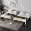 Lit superposé simple au dessus d'un lit simple en métal avec 3 marches, blanc, détachable et convertible, robuste, lit industriel blanc Idéal, chambres de garde-corps, surface lisse, rangement de 8,1 po, poids de 300 lb